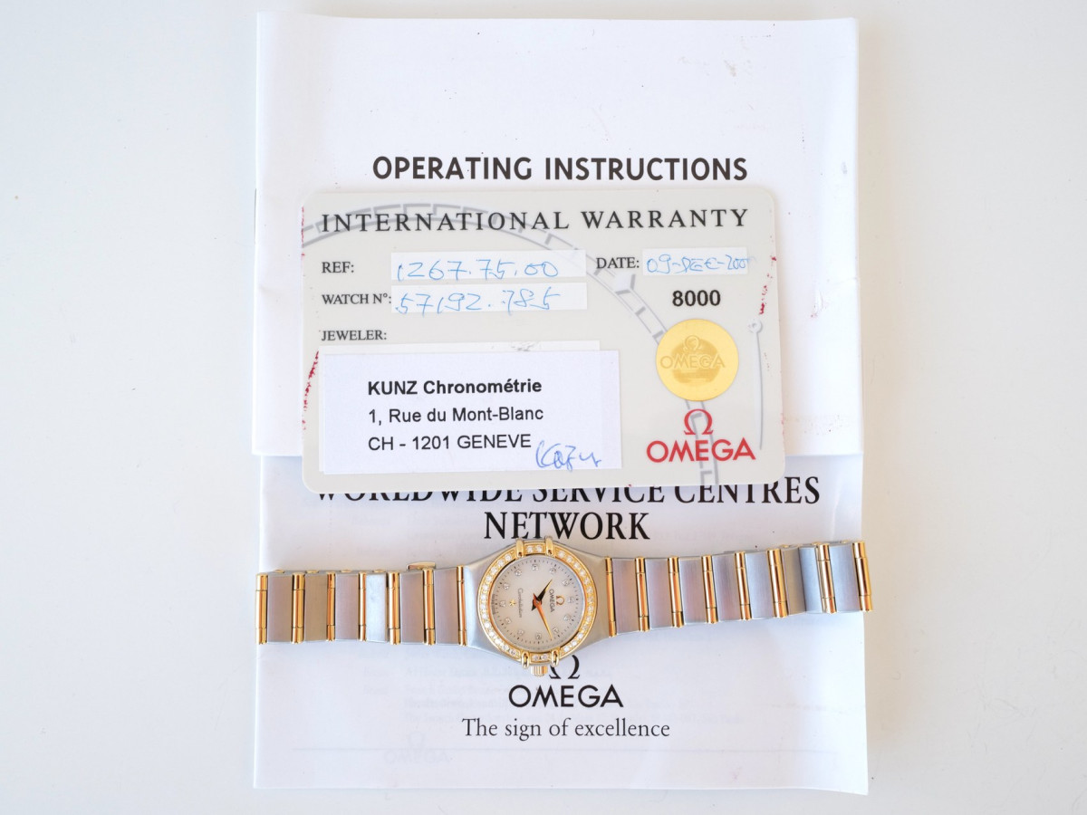 Swiss watch Omega Constellation Quartz Steel Yellow Gold MOP Diamond Dial Bezel