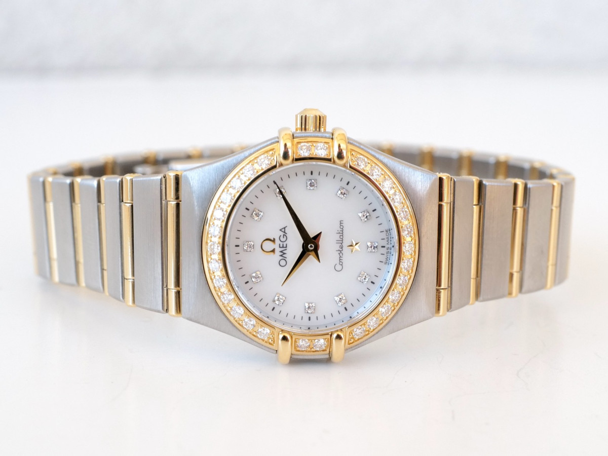 Swiss watch Omega Constellation Quartz Steel Yellow Gold MOP Diamond Dial Bezel