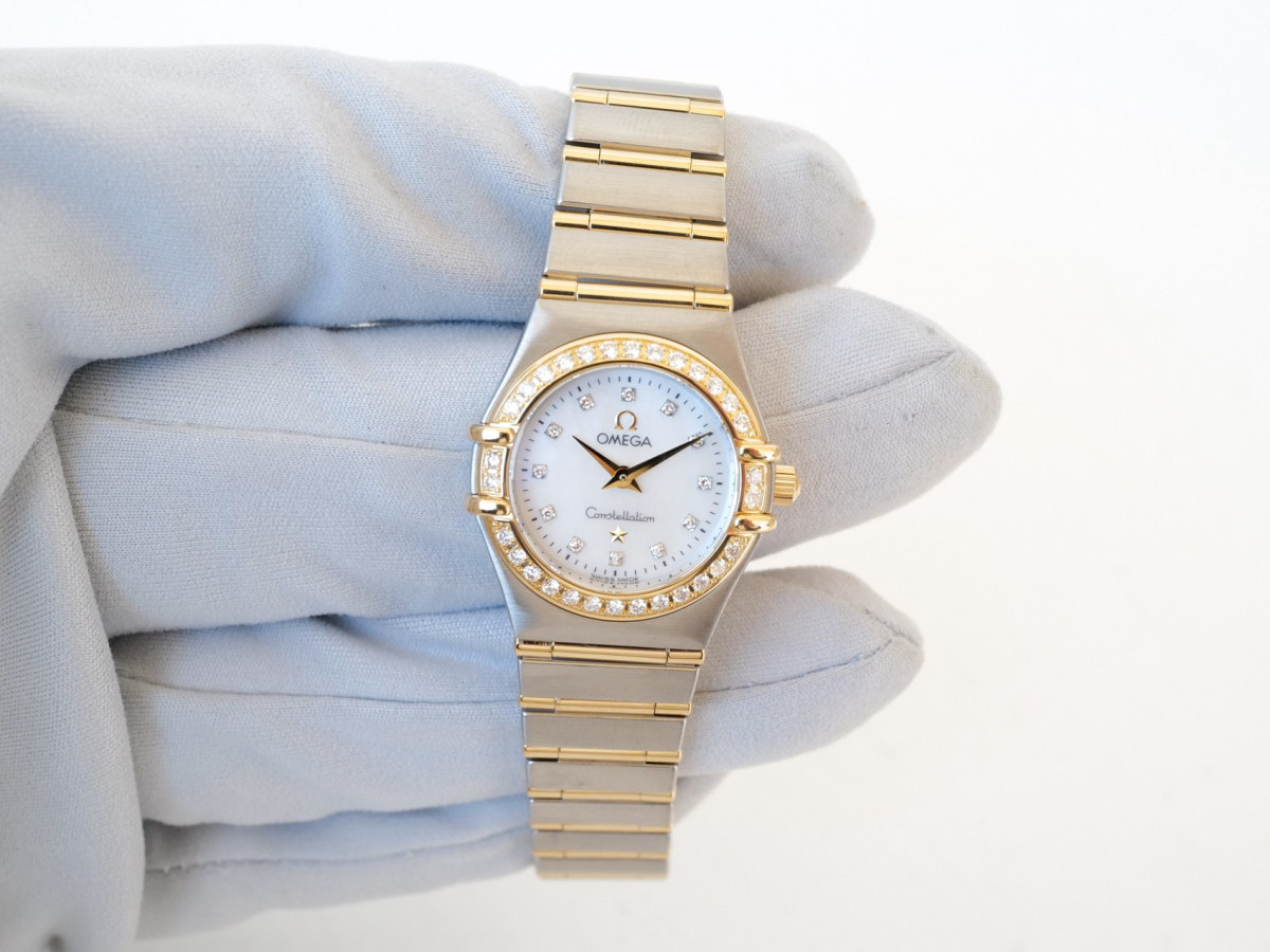 Swiss watch Omega Constellation Quartz Steel Yellow Gold MOP Diamond Dial Bezel