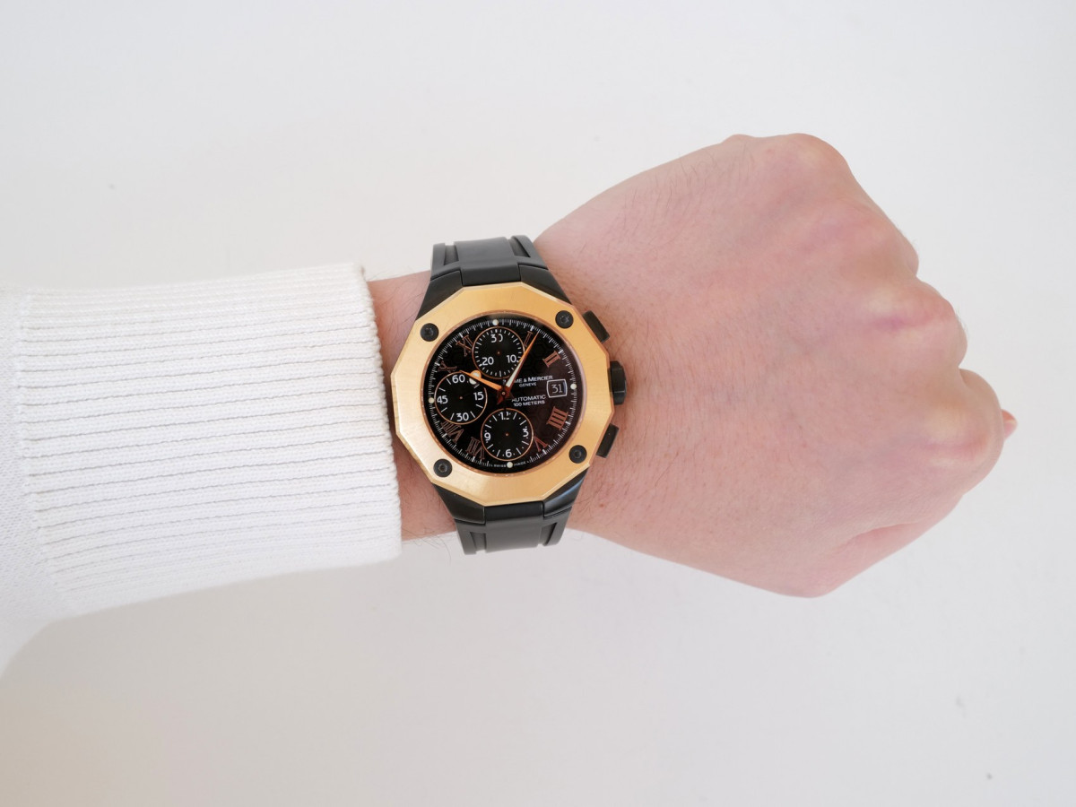 Швейцарський годинник Baume & Mercier Riviera Automatic Chronograph 18K Rose Gold Bezel 43