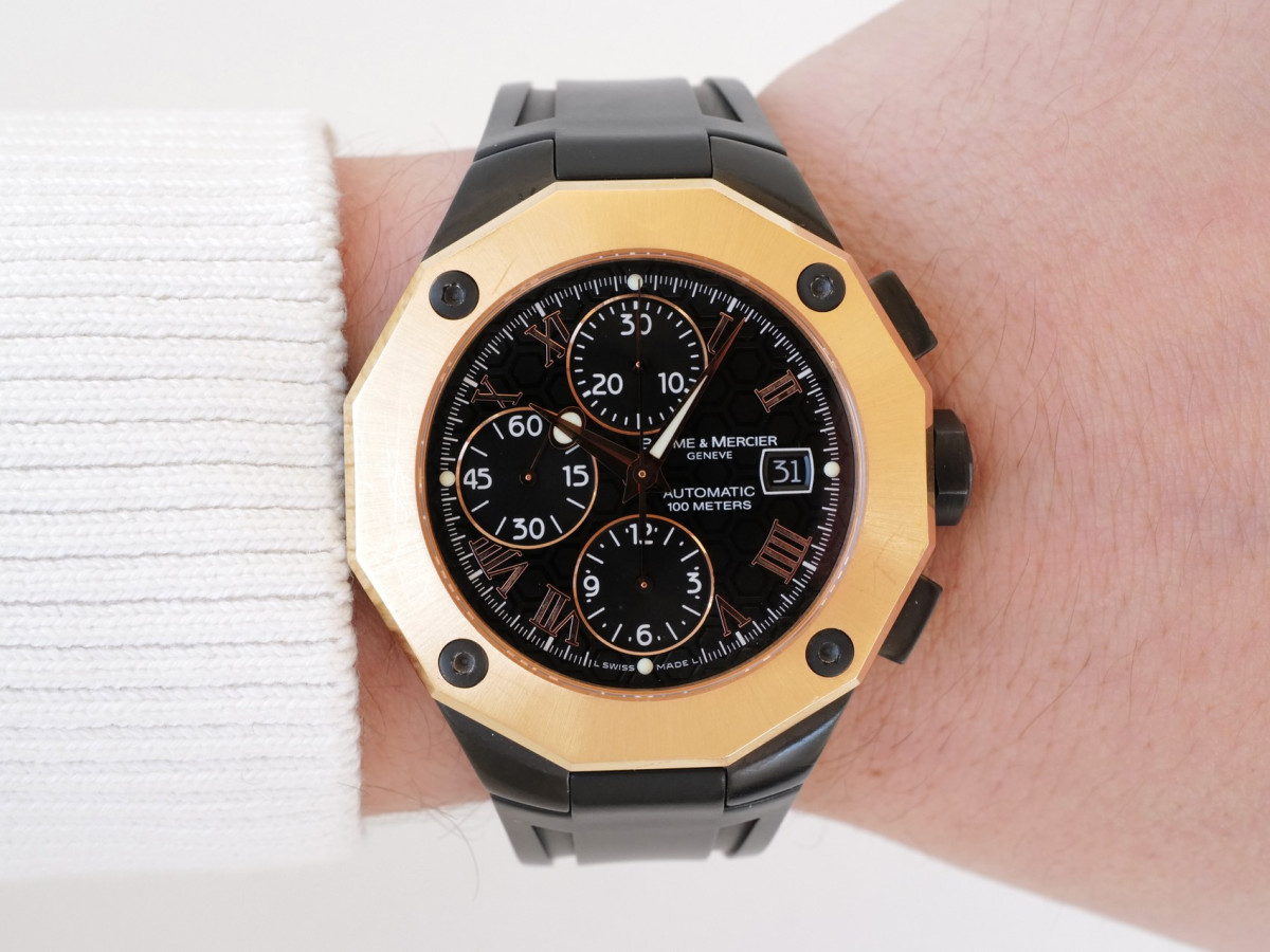 Швейцарський годинник Baume & Mercier Riviera Automatic Chronograph 18K Rose Gold Bezel 43