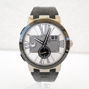 Швейцарський годинник Ulysse Nardin Executive Dual Time Black Rubber Strap Silver Dial 43