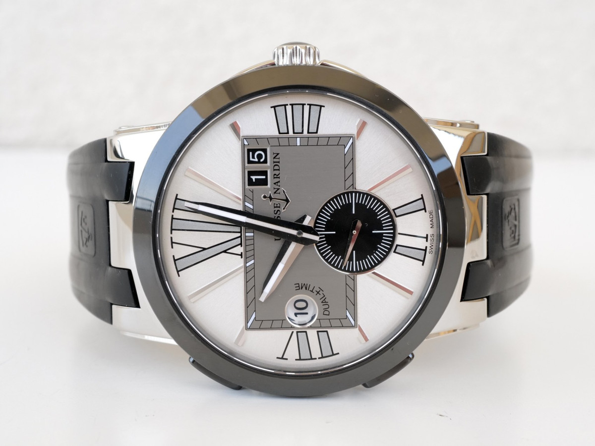 Швейцарський годинник Ulysse Nardin Executive Dual Time Black Rubber Strap Silver Dial 43