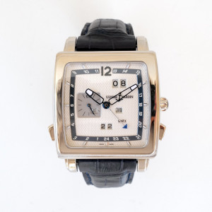 Швейцарський годинник Ulysse Nardin Classic Quadrato Dual Time GMT Perpetual Calendar 18K White Gold