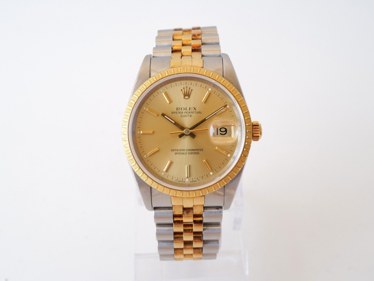 Швейцарський годинник Rolex Oyster Perpetual Date Steel 18K Yellow Gold 34