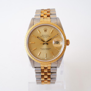 Швейцарський годинник Rolex Oyster Perpetual Date Steel 18K Yellow Gold 34