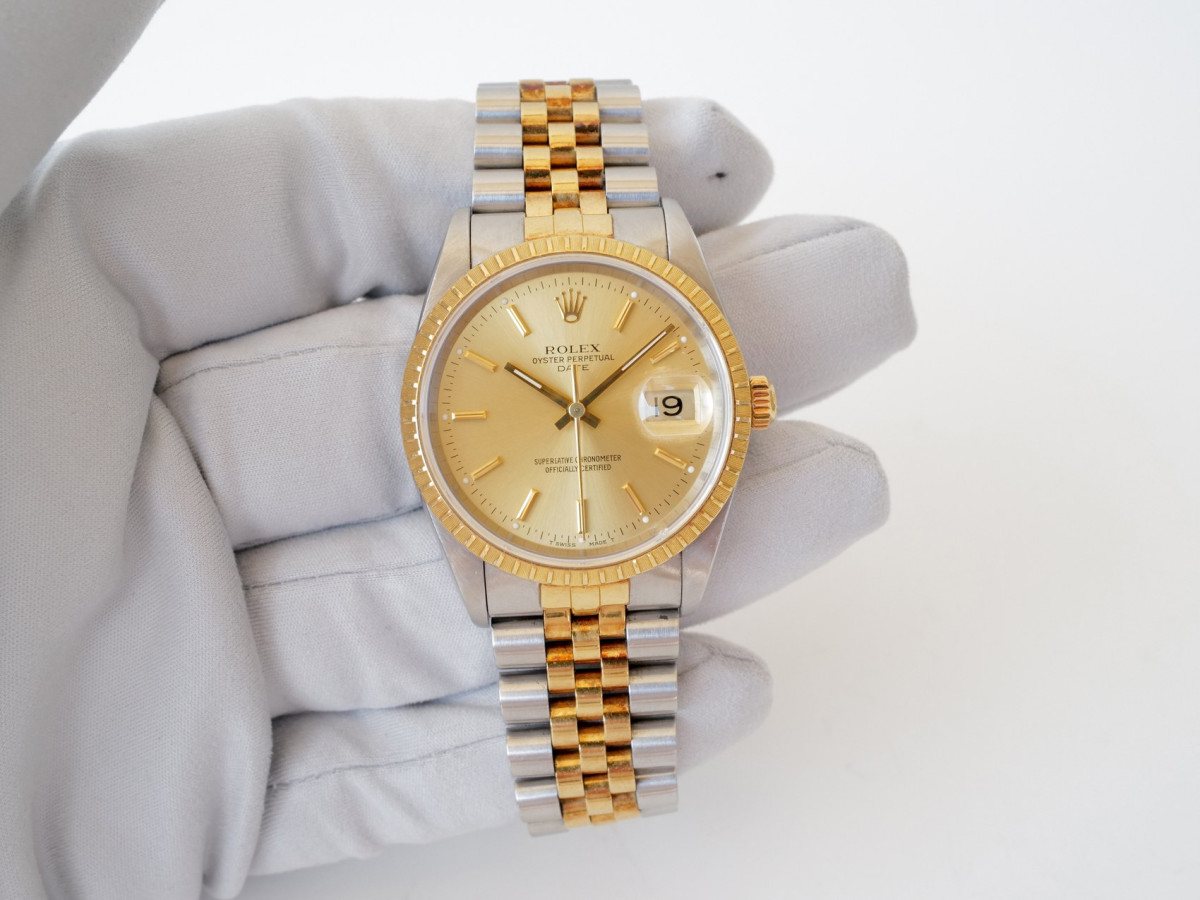Швейцарський годинник Rolex Oyster Perpetual Date Steel 18K Yellow Gold 34