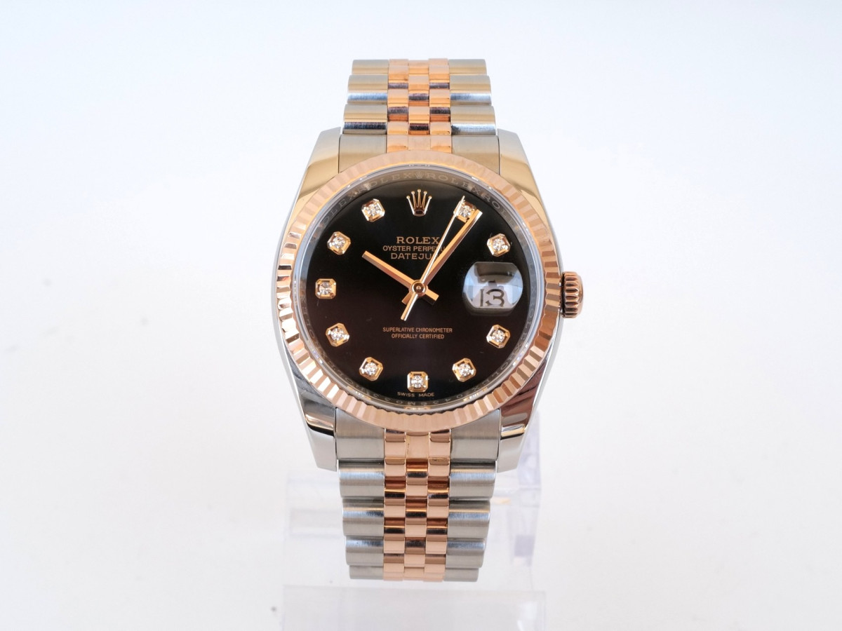 Швейцарський годинник Rolex Datejust 36 Jubilee Steel 18K Rose Gold Black Diamond Dial