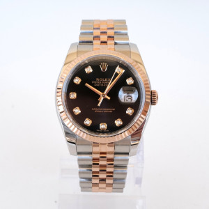 Швейцарський годинник Rolex Datejust 36 Jubilee Steel 18K Rose Gold Black Diamond Dial
