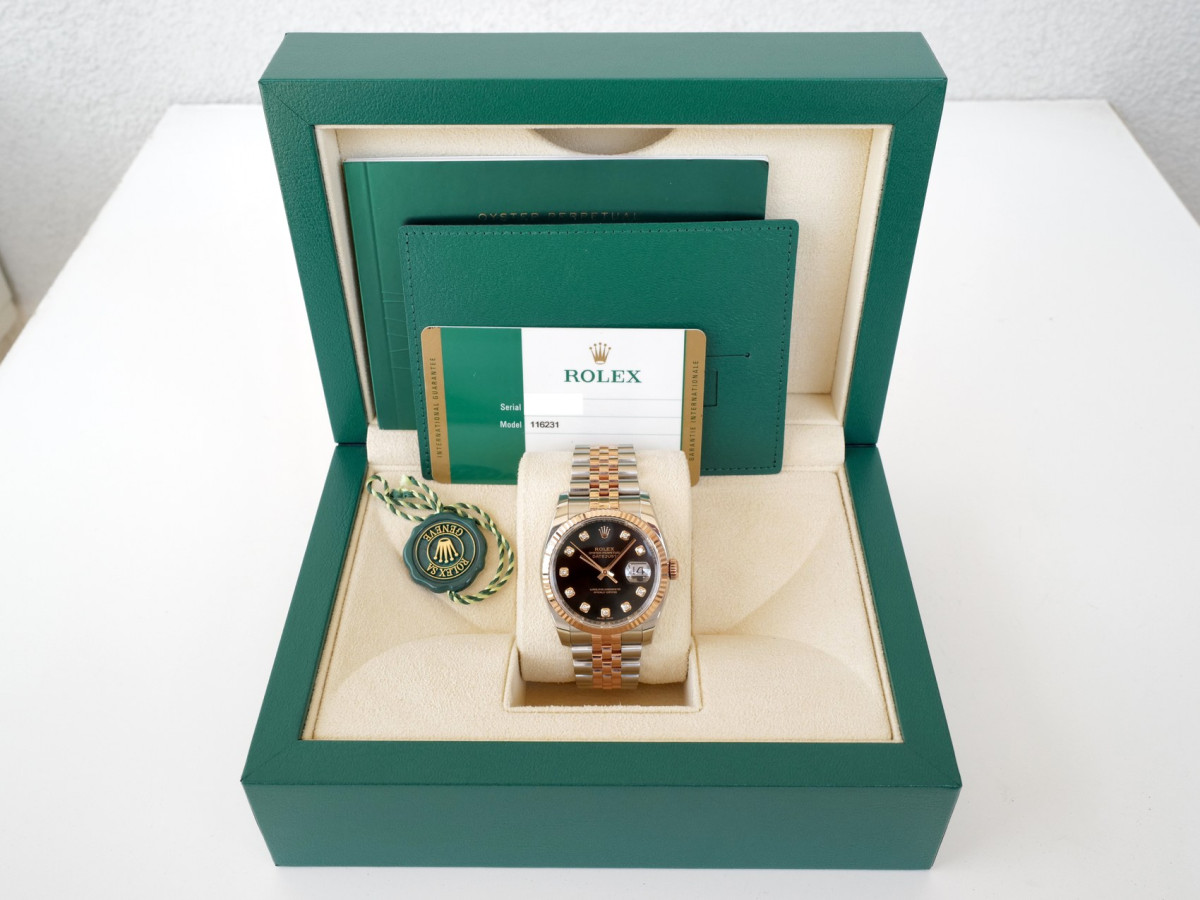 Швейцарський годинник Rolex Datejust 36 Jubilee Steel 18K Rose Gold Black Diamond Dial