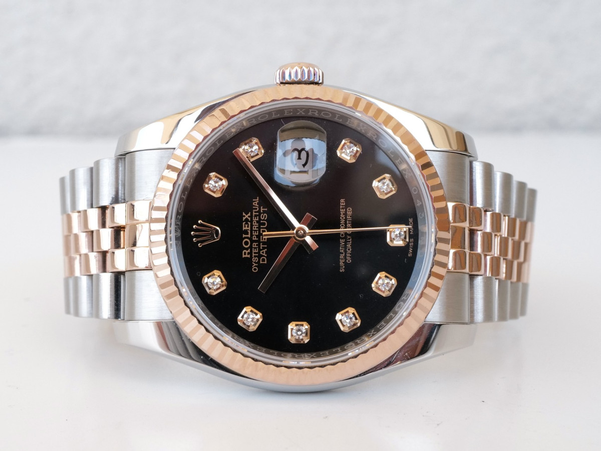 Швейцарський годинник Rolex Datejust 36 Jubilee Steel 18K Rose Gold Black Diamond Dial
