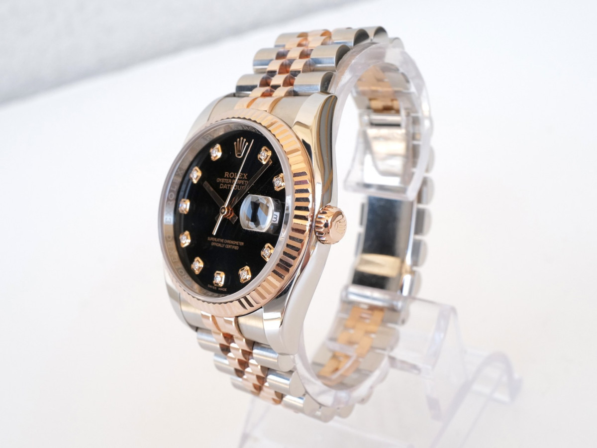 Швейцарський годинник Rolex Datejust 36 Jubilee Steel 18K Rose Gold Black Diamond Dial