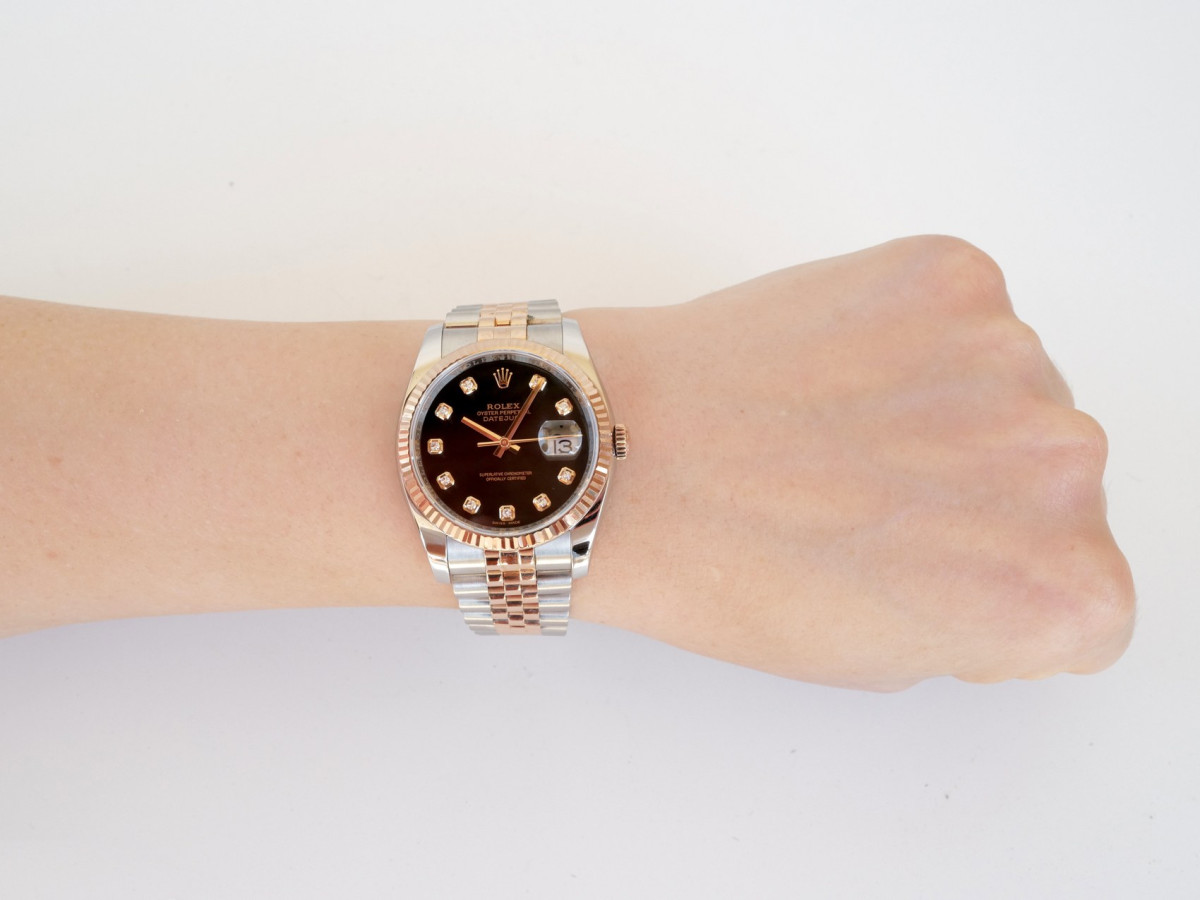Швейцарський годинник Rolex Datejust 36 Jubilee Steel 18K Rose Gold Black Diamond Dial