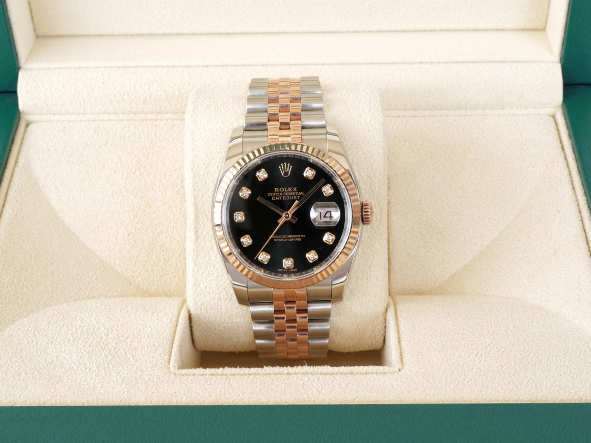 Швейцарський годинник Rolex Datejust 36 Jubilee Steel 18K Rose Gold Black Diamond Dial
