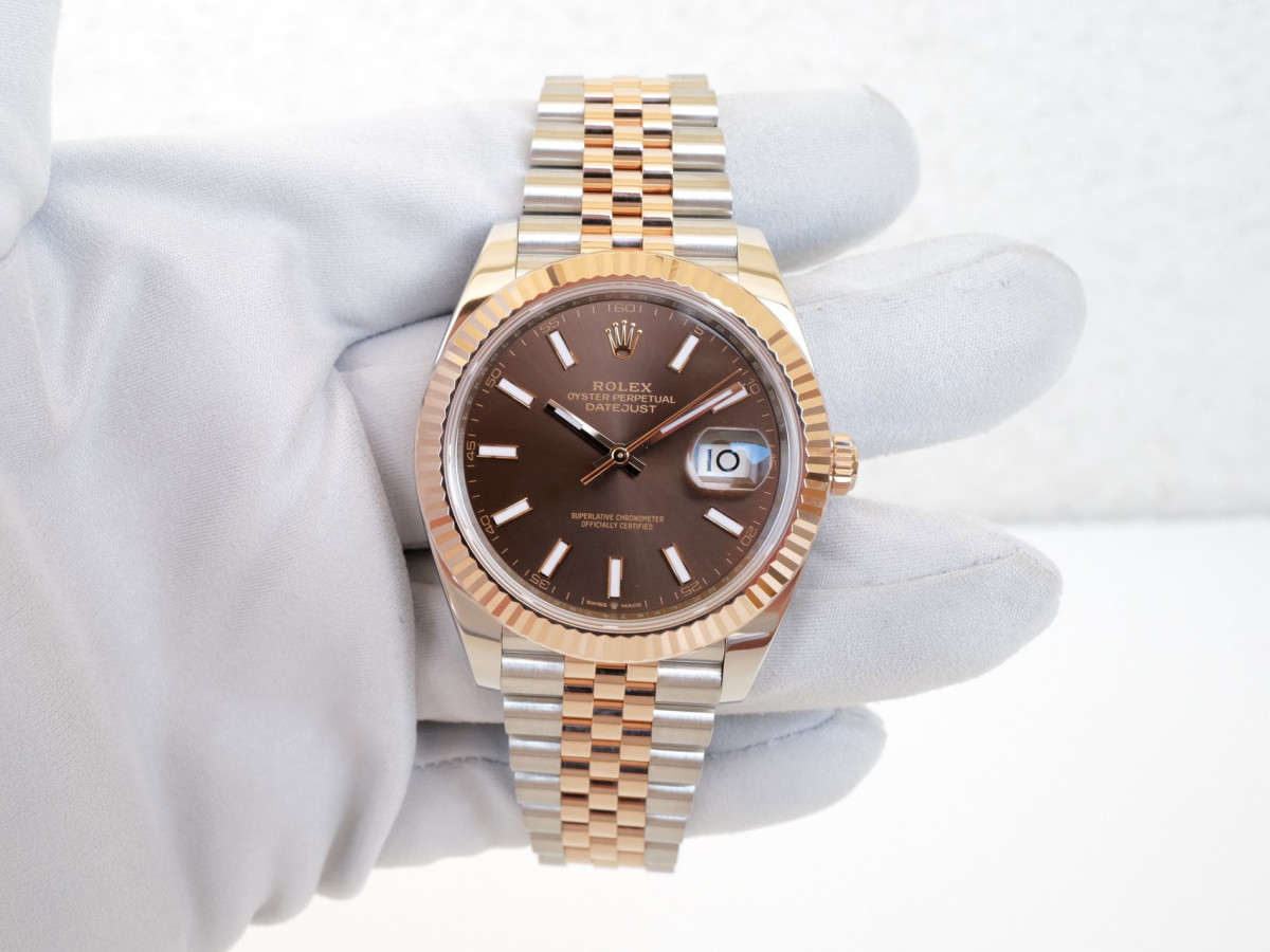 Швейцарський годинник Rolex Datejust 41 Jubilee Steel 18K Rose Gold Chocolate Brown Dial