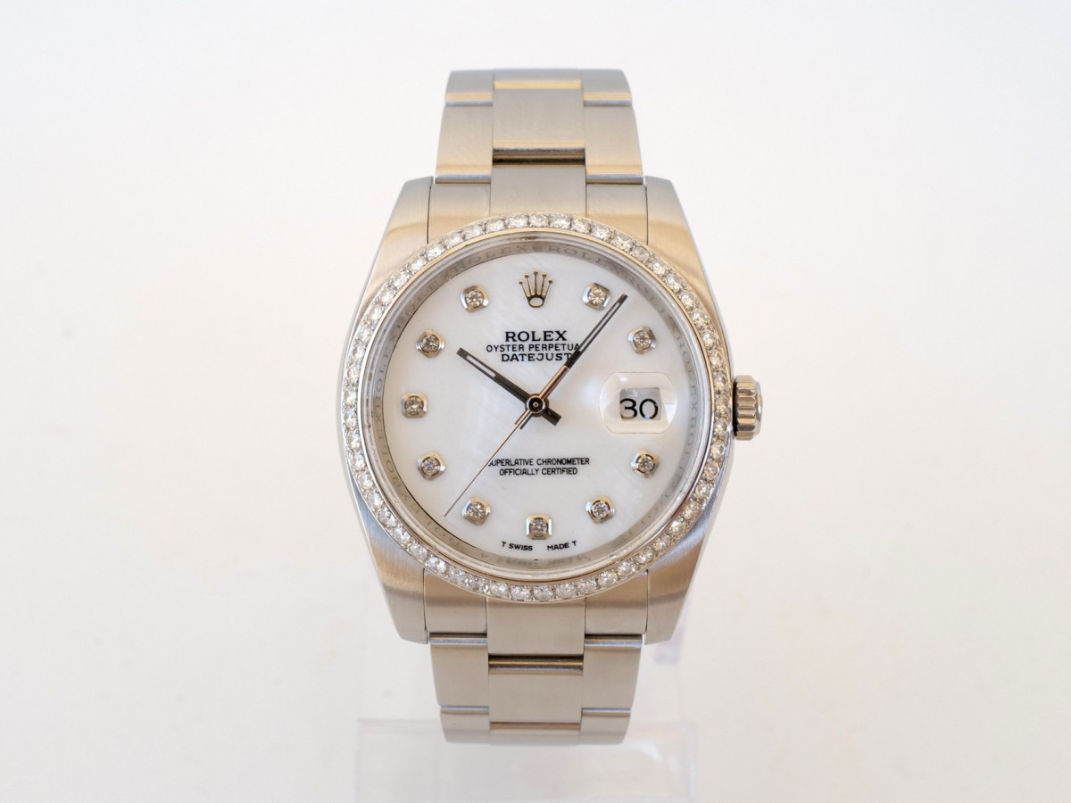 Швейцарские часы Rolex Datejust 36 Oyster Steel Custom MOP Diamond Dial Bezel