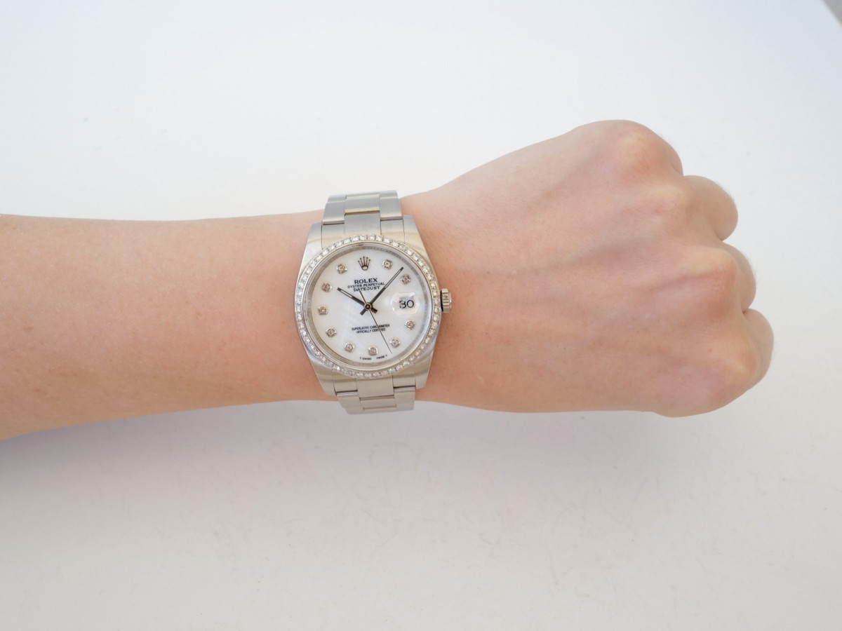 Швейцарские часы Rolex Datejust 36 Oyster Steel Custom MOP Diamond Dial Bezel