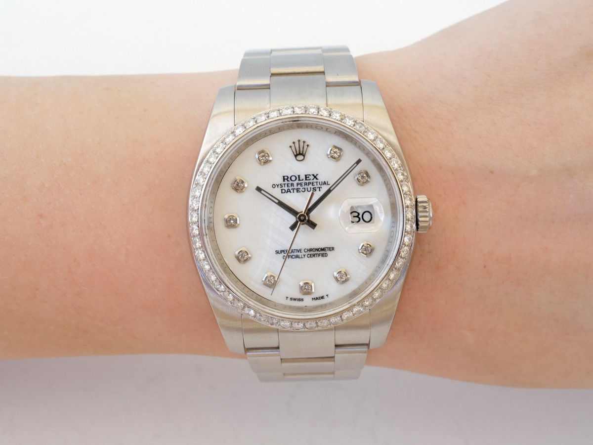 Швейцарские часы Rolex Datejust 36 Oyster Steel Custom MOP Diamond Dial Bezel