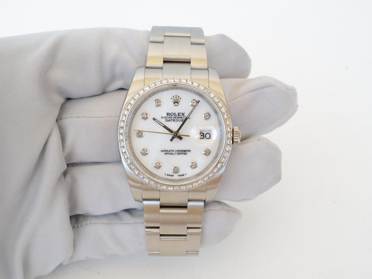 Швейцарские часы Rolex Datejust 36 Oyster Steel Custom MOP Diamond Dial Bezel