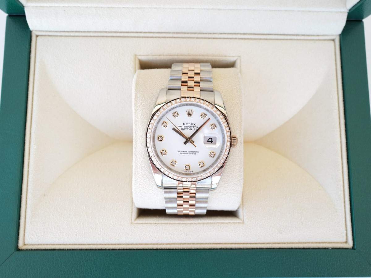 Швейцарские часы Rolex Datejust 36 Jubilee Steel Rose Gold White Diamond Dial Bezel