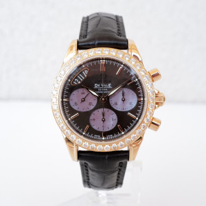 Швейцарские часы Omega De Ville Co-Axial Chronograph 18K Rose Gold Diamonds Brown MOP Dial 35