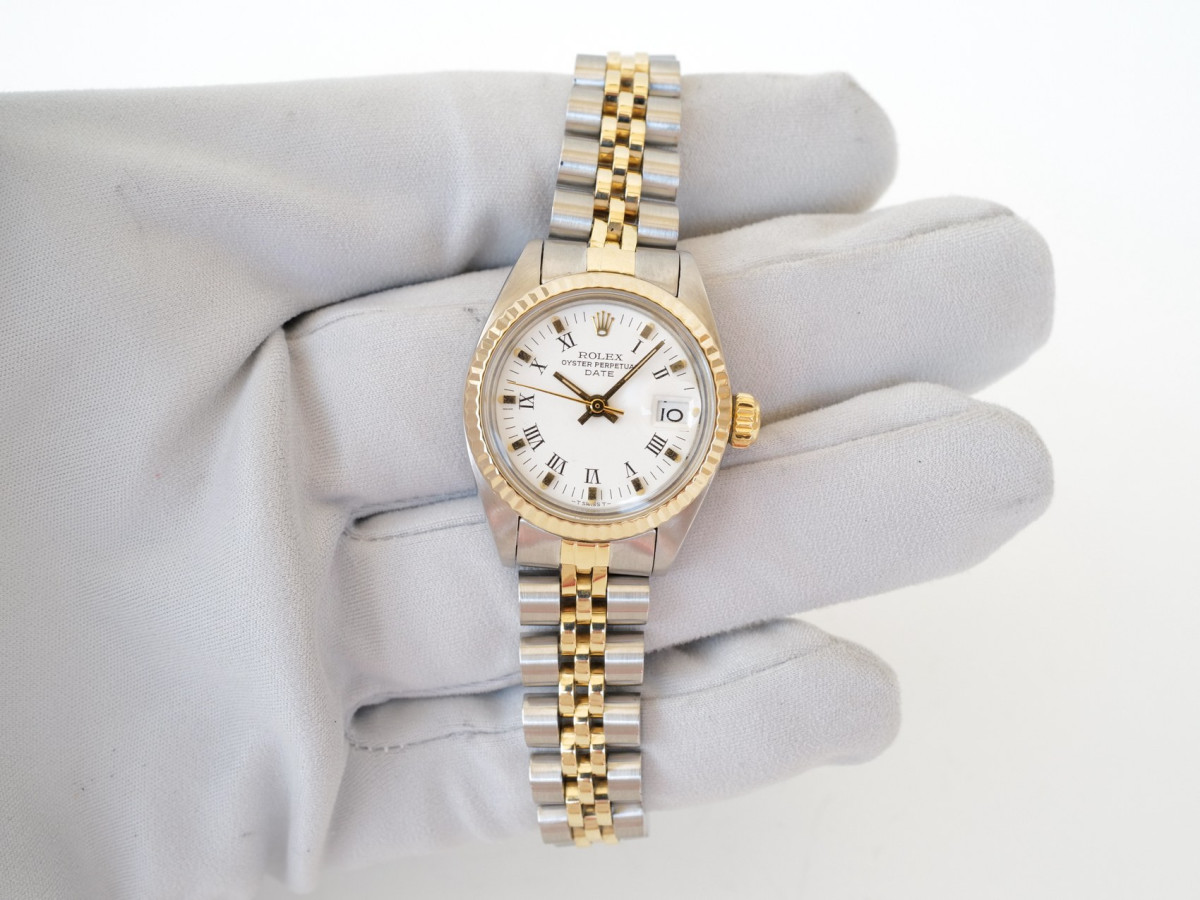 Швейцарський годинник Rolex Lady-Datejust 26 Jubilee Steel 18K Yellow Gold White Dial