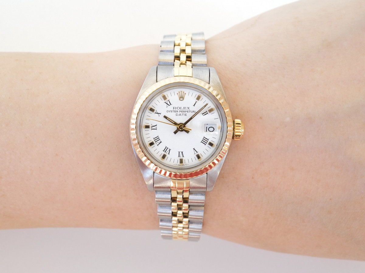 Швейцарський годинник Rolex Lady-Datejust 26 Jubilee Steel 18K Yellow Gold White Dial