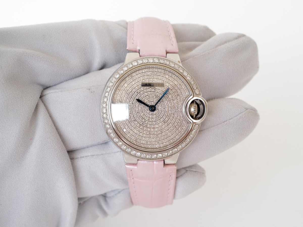 Swiss watch Cartier Ballon Bleu Automatic Custom Diamonds 33