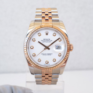 Швейцарський годинник Rolex Datejust 36 Jubilee Steel 18K Rose Gold White Diamond Dial
