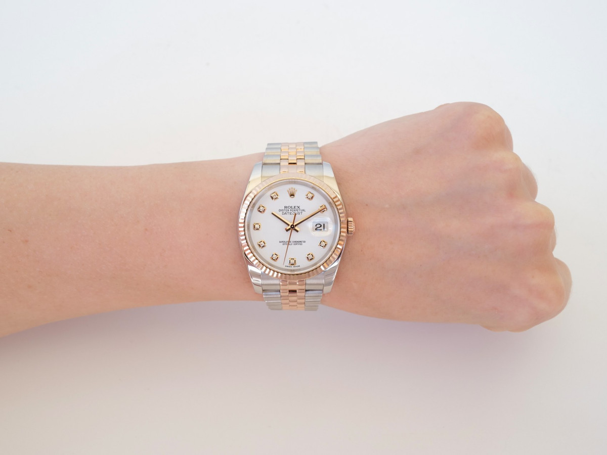 Швейцарський годинник Rolex Datejust 36 Jubilee Steel 18K Rose Gold White Diamond Dial
