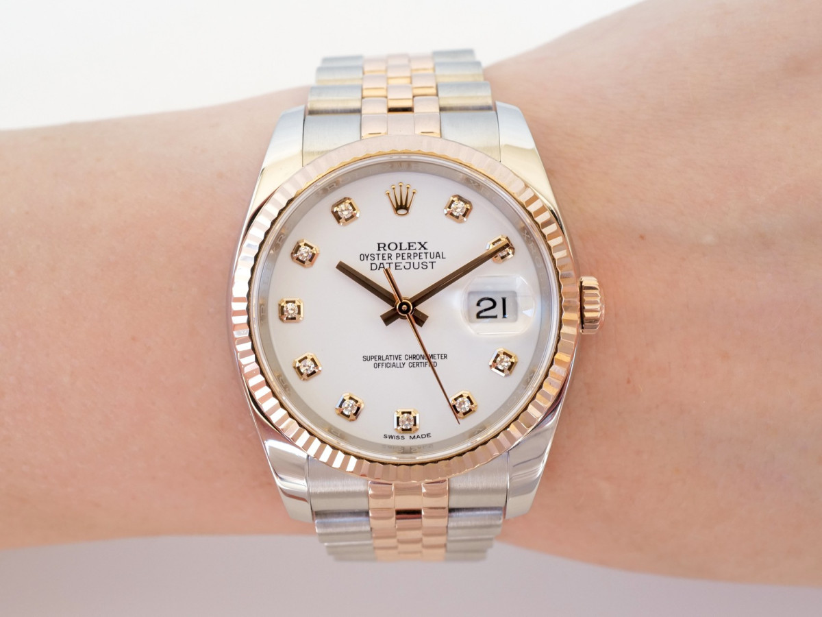 Швейцарський годинник Rolex Datejust 36 Jubilee Steel 18K Rose Gold White Diamond Dial