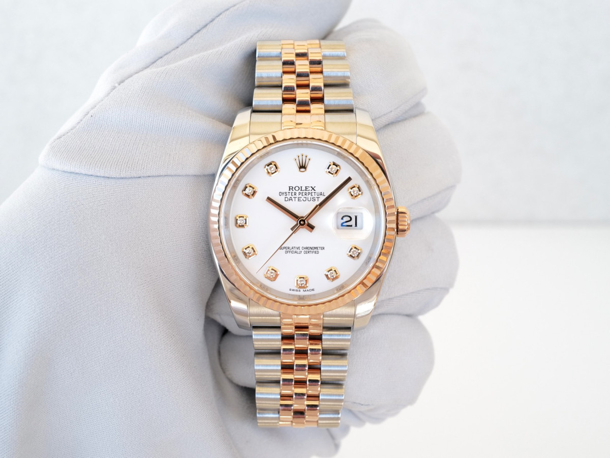 Швейцарський годинник Rolex Datejust 36 Jubilee Steel 18K Rose Gold White Diamond Dial