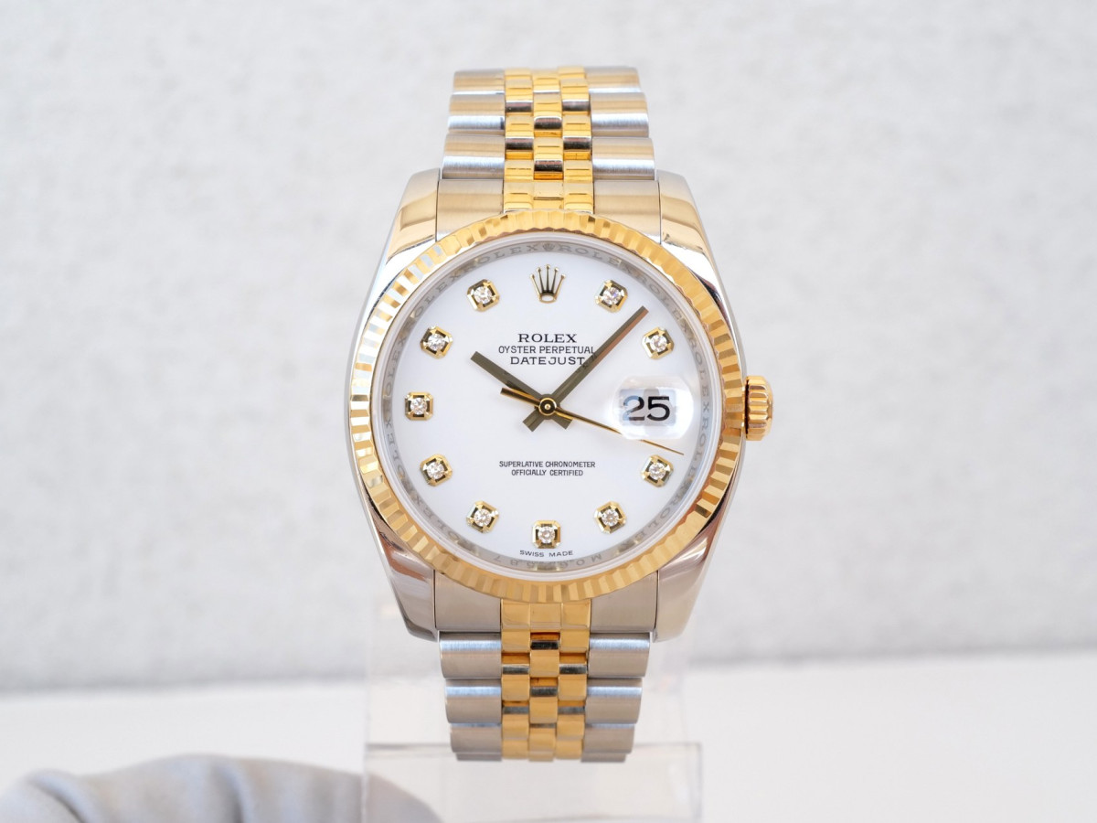Швейцарський годинник Rolex Datejust 36 Jubilee Steel 18K Yellow Gold White Diamond Dial