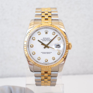 Швейцарський годинник Rolex Datejust 36 Jubilee Steel 18K Yellow Gold White Diamond Dial