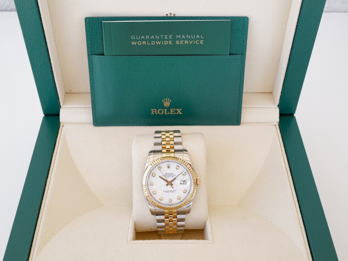 Швейцарський годинник Rolex Datejust 36 Jubilee Steel 18K Yellow Gold White Diamond Dial