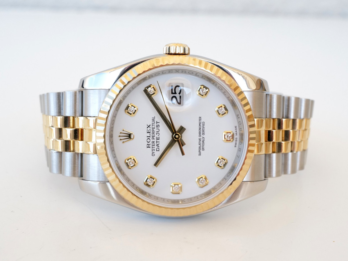 Швейцарський годинник Rolex Datejust 36 Jubilee Steel 18K Yellow Gold White Diamond Dial