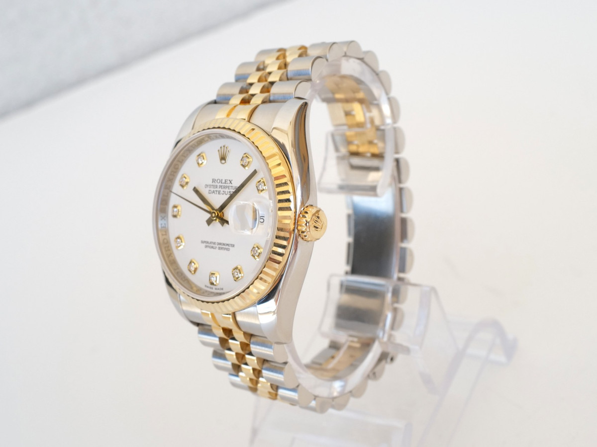 Швейцарський годинник Rolex Datejust 36 Jubilee Steel 18K Yellow Gold White Diamond Dial