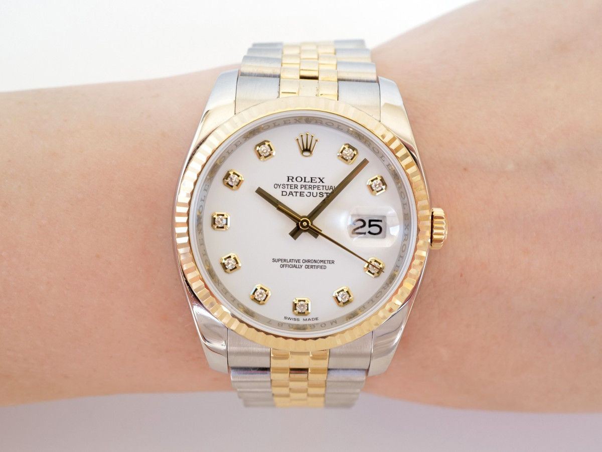 Швейцарський годинник Rolex Datejust 36 Jubilee Steel 18K Yellow Gold White Diamond Dial