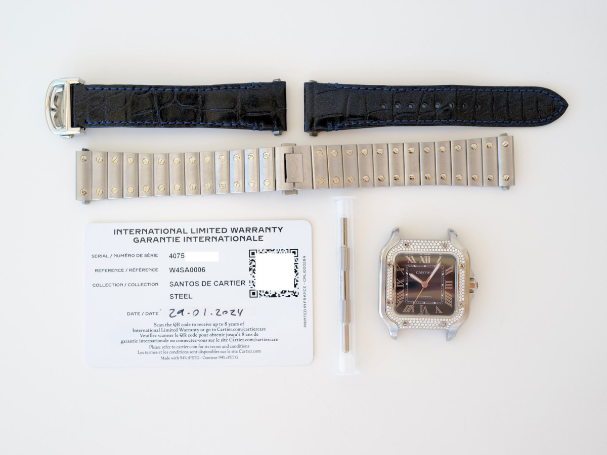 Швейцарський годинник Cartier Santos de Cartier Medium Blue Dial Diamond 35