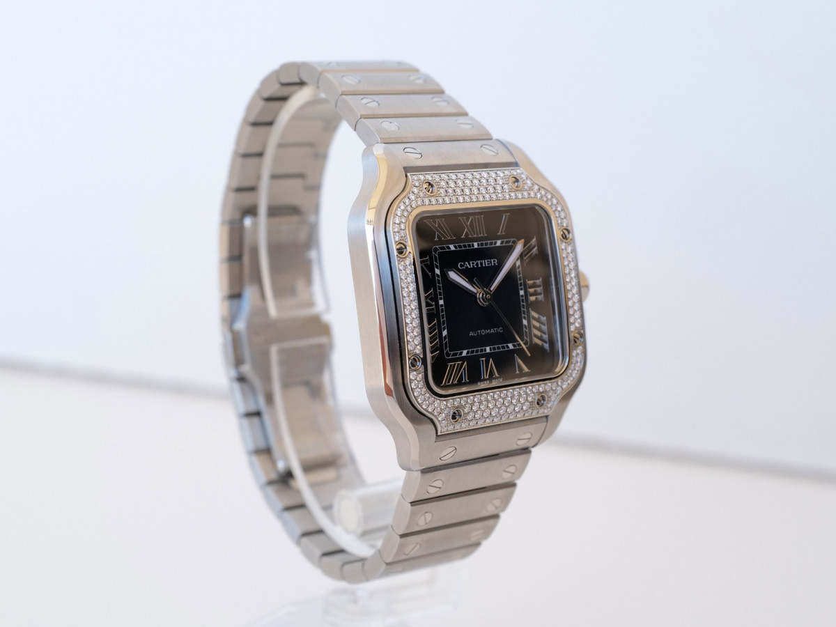 Швейцарський годинник Cartier Santos de Cartier Medium Blue Dial Diamond 35