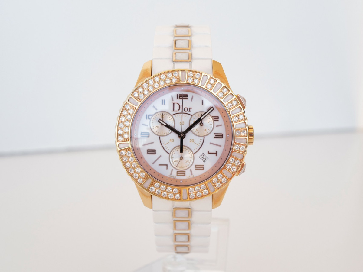 Швейцарские часы Christian Dior Christal Chronograph 18K Rose Gold Diamonds 38