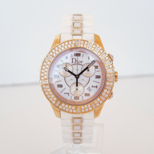 Швейцарские часы Christian Dior Christal Chronograph 18K Rose Gold Diamonds 38