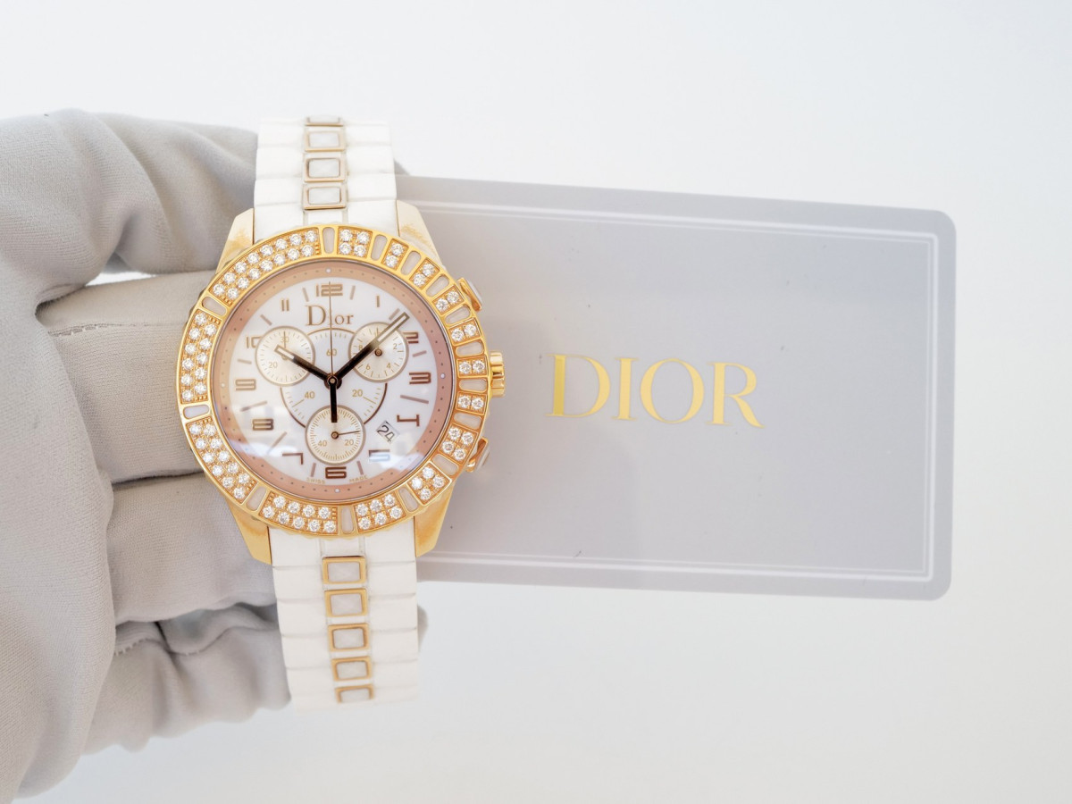 Швейцарские часы Christian Dior Christal Chronograph 18K Rose Gold Diamonds 38