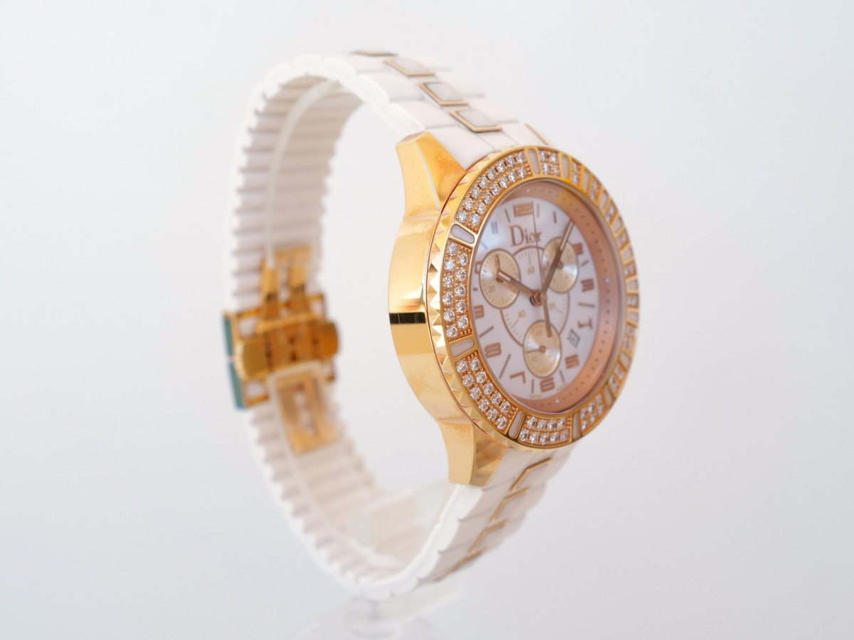 Швейцарские часы Christian Dior Christal Chronograph 18K Rose Gold Diamonds 38