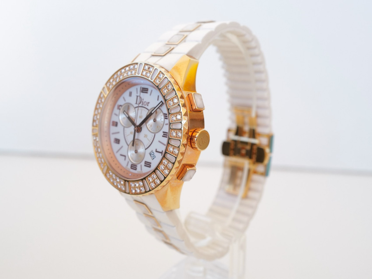 Швейцарские часы Christian Dior Christal Chronograph 18K Rose Gold Diamonds 38