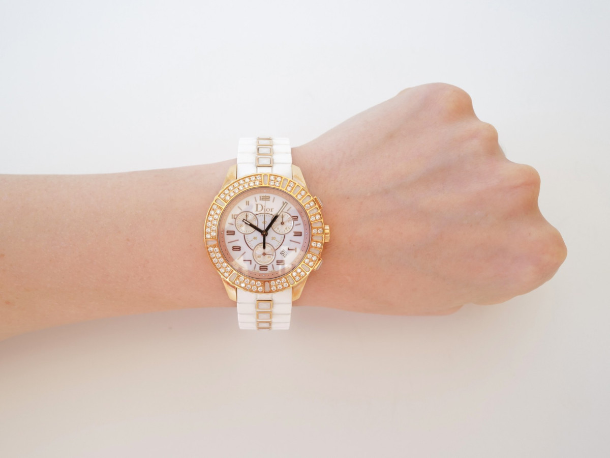 Швейцарские часы Christian Dior Christal Chronograph 18K Rose Gold Diamonds 38