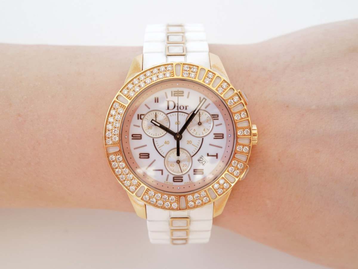 Швейцарские часы Christian Dior Christal Chronograph 18K Rose Gold Diamonds 38