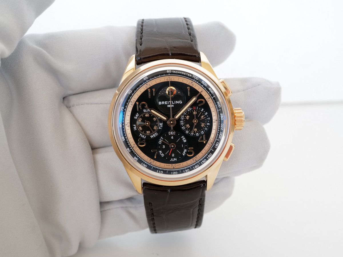 Швейцарський годинник Breitling Premier B19 Datora 140th Anniversary Limited Edition 18K Rose Gold Perpetual Calendar Chronograph 42