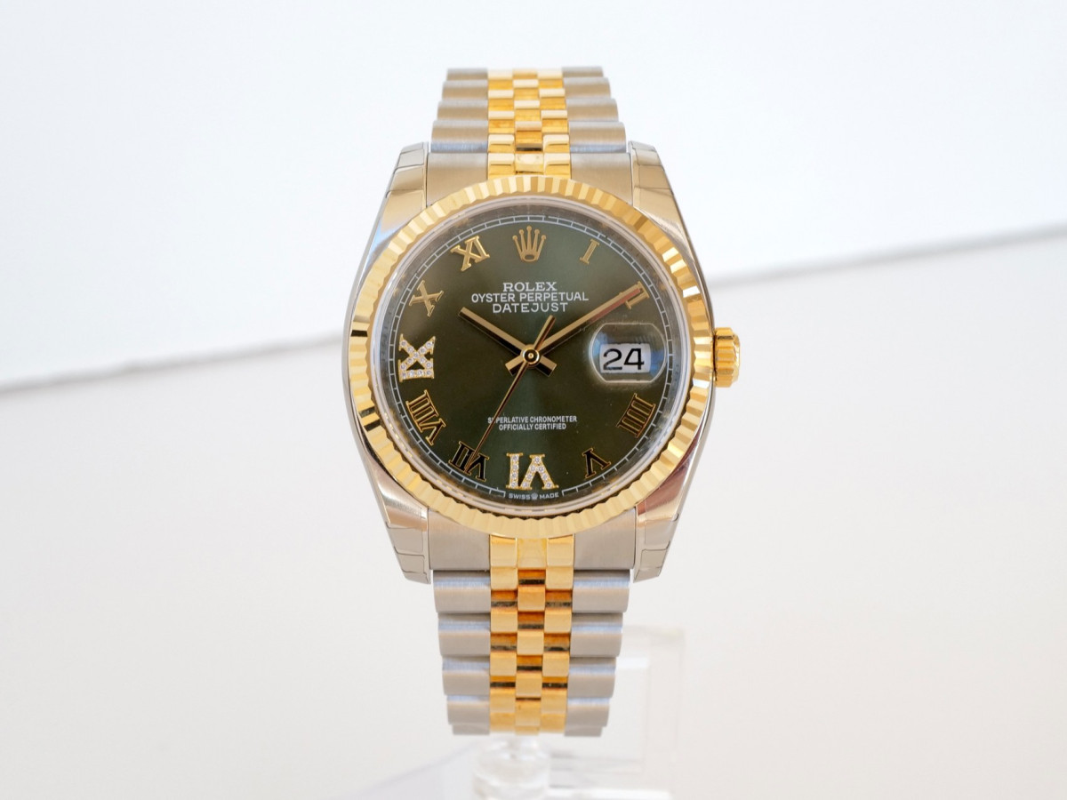 Швейцарський годинник Rolex Datejust 36 Jubilee Steel 18K Yellow Gold Green Diamond Dial