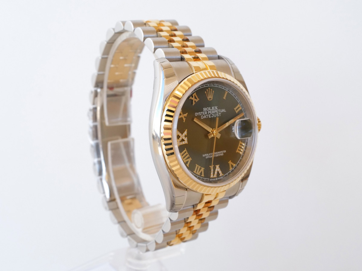 Швейцарський годинник Rolex Datejust 36 Jubilee Steel 18K Yellow Gold Green Diamond Dial